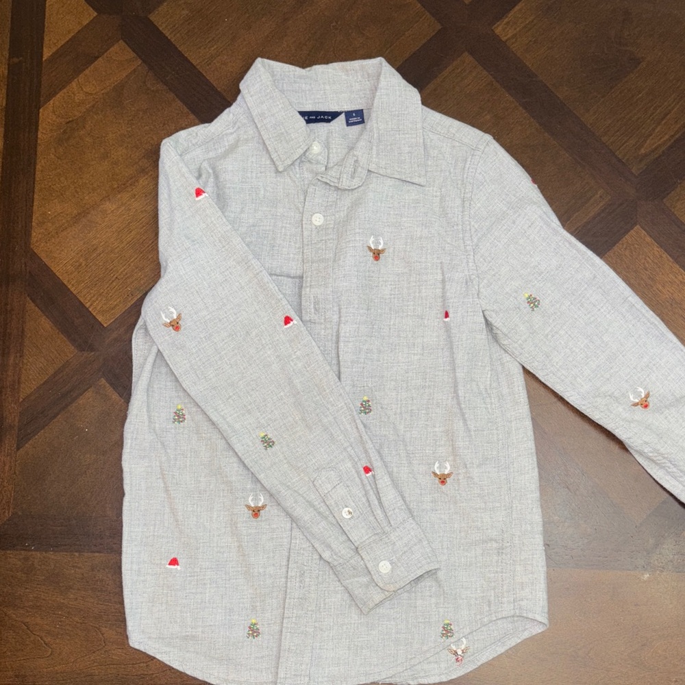Janie and Jack Gray Embroidered Kids Shirt